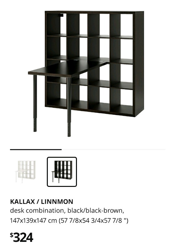 Ikea Kallax 4x4 Shelves and Desk Combo Bookcases & Shelving Units