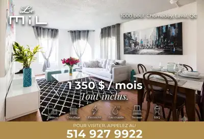 Appartement à louer — Laval 1000 Boul. Chomedey, Laval, QC 1 350 $ / mois — Tout inclus ✅ Électros i...