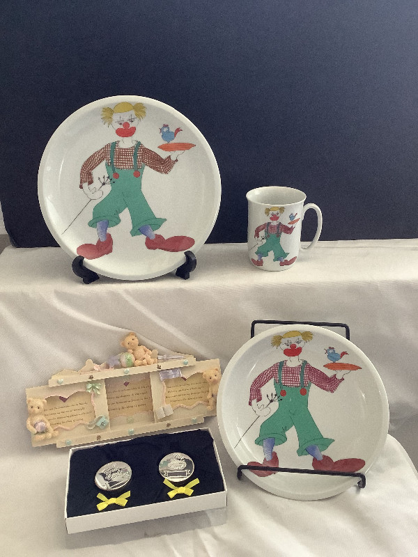 Child’s Porcelain Dish Set, picture frame & keepsake holders. in Multi-item in Oshawa / Durham Region