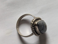 Antique 925 silver black stone ring