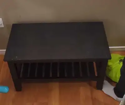 Ikea bench with small shelf underneath for shoes. Bench 32.5 x 14.5 deep x 20.5 tall $35
