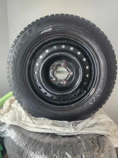 4 used tires 195/65R 15 on winter rims, rims in great condition but the tires have a bit of life in...