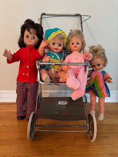 Vintage 1970’s dolls and stroller, View more