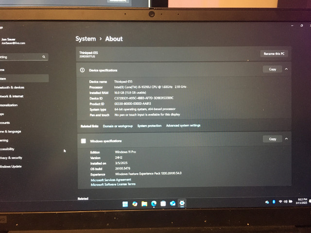 Lenovo Thinkpad E15 10th gen Intel I5 Approx $1000 BrandNew in Laptops in Windsor Region - Image 2