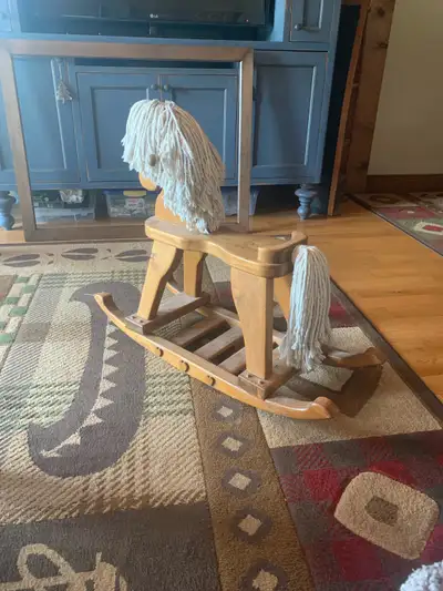 Homemade solid thick pine rocking horse. Made for decorative purposes for that farmhouse feel. Seat...