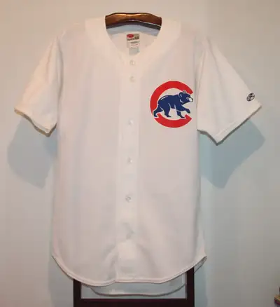 RAWLINGS CHICAGO CUBS WALKING CUB BASEBALL JERSEY SIZE 42, View more