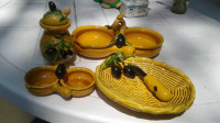 Italian Olive Appetizer/Butter dish& Mustard, Oil Set