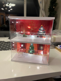 Christmas 2 Shelves Acrylic Display Case with Lights