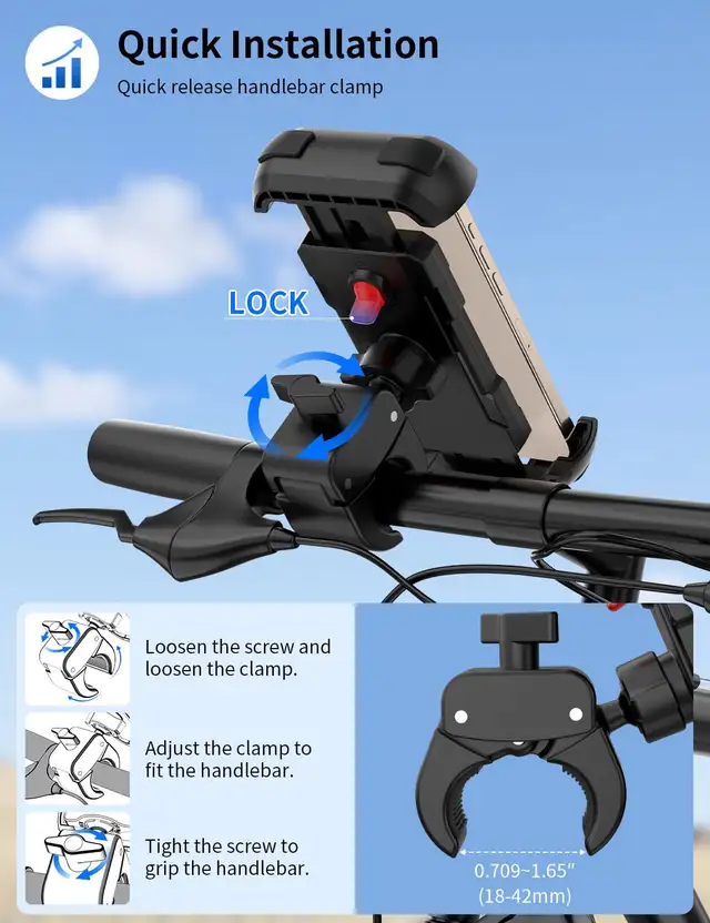 Bike Phone Holder, Motorcycle Phone Mount - 4.7-7" Phone in Cell Phone Accessories in Markham / York Region - Image 4