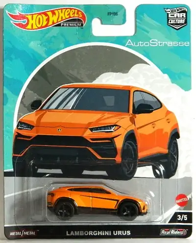Hot Wheels Premium AutoStrasse Lamborghini Urus diecast new in package, $10. Card is bent up on both...