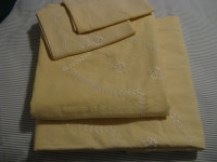 2 Sets of Embroidered Cotton Bed Sheet & one Pillowcase, Twin