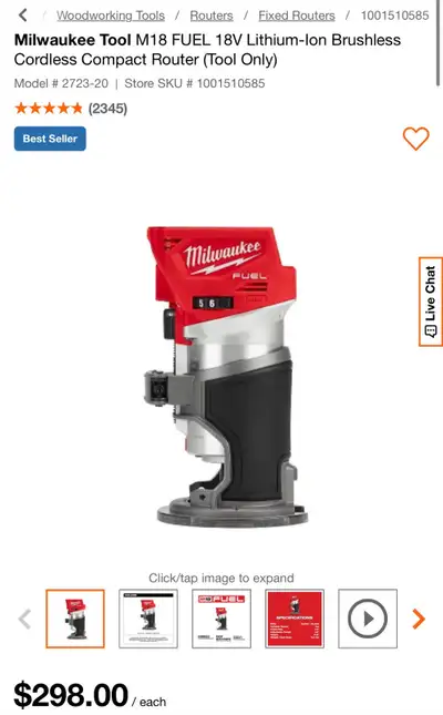 Milwaukee M18 Brushless Cordless Compact Router, View more