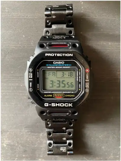 Casio Classic G-Shock DW-5600E O.G. G-Shock Reissue - With After Market Full Metal Bezel & Bracelet...