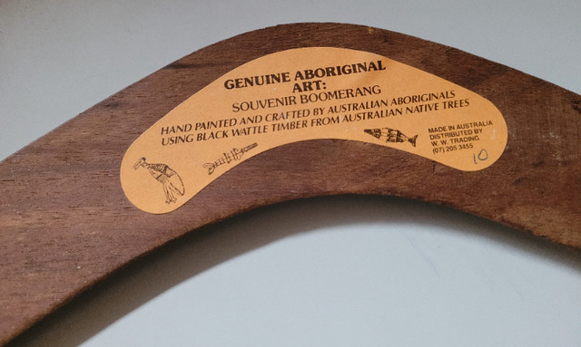 Genuine Aboriginal Art Souvenir Boomerang Hand Painted & Crafted in Arts & Collectibles in Oshawa / Durham Region - Image 4