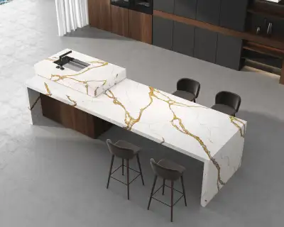 Add a touch of elegance to your kitchen or bathroom with these stunning quartz countertops! Known fo...