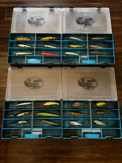 24 Fishing Lures in Bass Pro Trays- $125., View more
