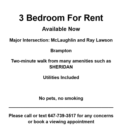 I have three rooms available for rent in a house located at the major intersection of McLaughlin and...