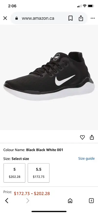 NEW WOMEN’S NIKE FREE RN 2018 ! SIZE 7 ( BLACK/WHITE ) , View more