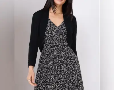 3/4 Ruched Sleeve Bolero Sweater, View more