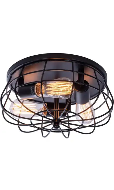 Industrial 3-Light Rustic Semi Flush Mount Ceiling Light,, View more