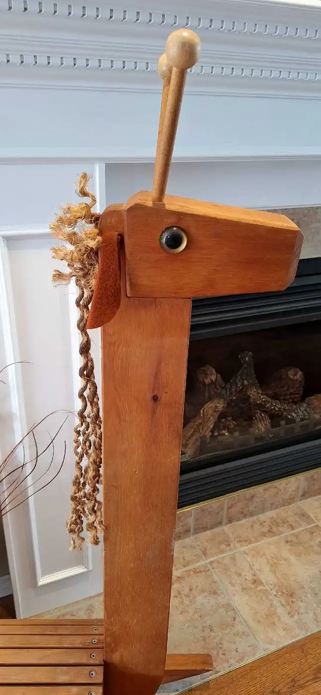 Mid Century Oak Wood Rocking Horse Deco in Arts & Collectibles in West Island - Image 4