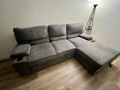 Selling our modern, dark grey L-shaped sectional purchased from JYSK just 7 months ago. We paid over...