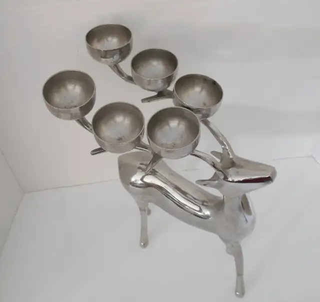 Vintage Silver Tone Reindeer Votive Candle Holder Candelabra in Home Décor & Accents in St. Catharines - Image 8
