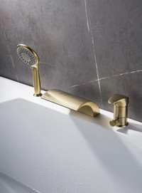 Wathels Brushed Gold Bathroom Bathtub Faucet Widespread Waterfal