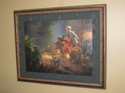 “Bon Voyage” is a RARE giclée CANVAS limited edition framed with a hand-wrapped liner and a solid, w...