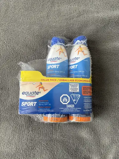 Equate Sport SPF 30 Sunscreen 2 bottles brand new, View more