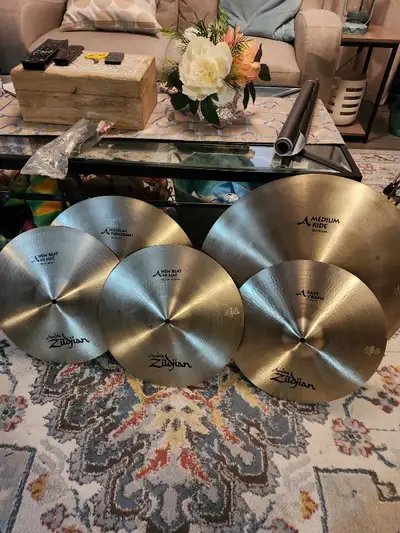 Excellent condition Avedis Zildjian cymbal set for drums., View more