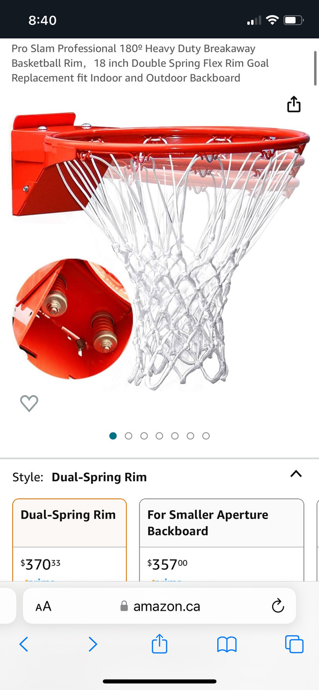 ProSlam 18” dual spring basketball rim w/net in Basketball in Barrie - Image 3