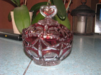 Vintage Gorgeous and Heavy Bohemian Crystal Bowl with lid