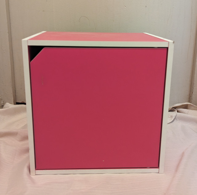 Wood Cube Cabinet Box with Door Dark Pink in Storage & Organization in Markham / York Region - Image 2