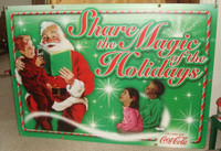 Vintage Coca Cola Corrugated Plastic Wall Sign Santa Claus Xmas