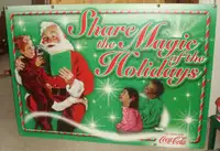 Vintage Coca Cola Corrugated Plastic Wall Sign Santa Claus Xmas
