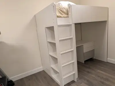 IKEA SMÅSTAD Loft bed with desk and 3 drawers - White/Grey, View more