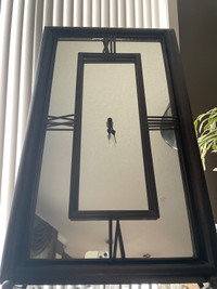 Clock and Stand - metal mirrored with easel