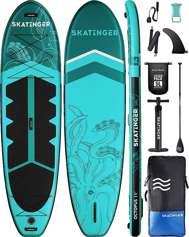 Skatinger 11'x34'' Extra Wide Inflatable Paddle Board, Up to 420 in Water Sports in Markham / York Region