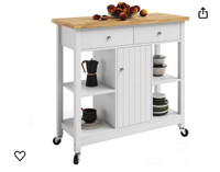 Lavish Home Kitchen Island with Drawers – Rolling Cart with Lock