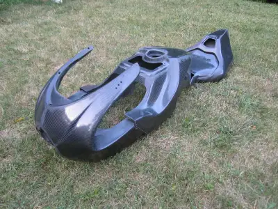 Original carbon fiber fairings for 2001 and 2002 Mike Hailwood Ducati motorcycles. Those fairings ar...