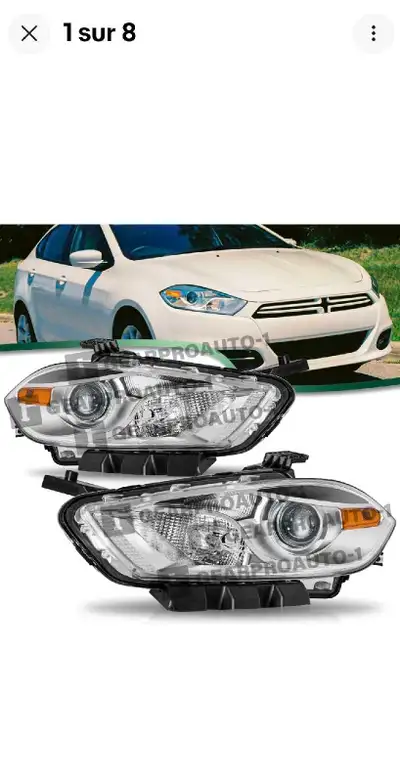 Sealed Beam (Phare Avant Droit et Gauche) Dart 2013 à 2016, View more