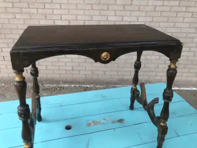 Ornate dark wood side table  , View more