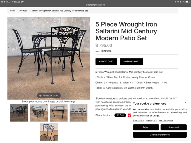MCM Wrought Iron Patio Dining Table Set in Patio & Garden Furniture in Muskoka - Image 6