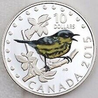 2015 $10 Colourful songbirds of Canada- Magnolia Warbler