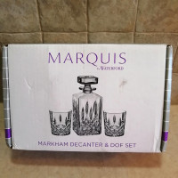 MARQUIS MARKHAM 11OZ DOUBLE OLD FASHIONED PAIR & SQUARE DECANTER