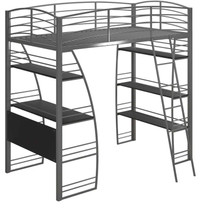 Sage Studio Metal Loft Bed & Integrated Desk and Shelves, Twin