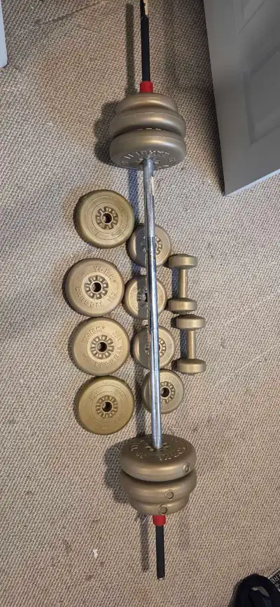 weights and olympic bar, View more