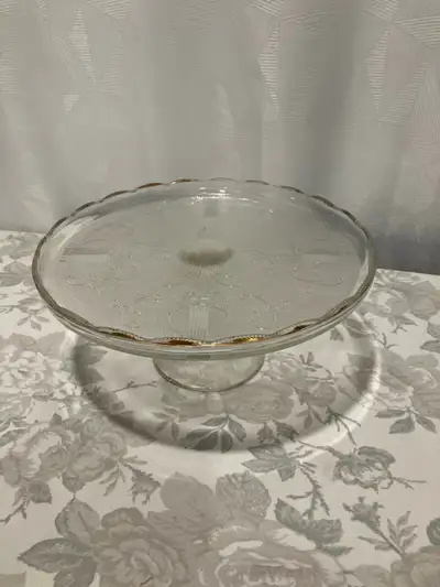 Jeannette Glass Harp cake plate.$25 OBO