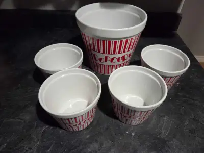 5-Piece Ceramic Popcorn Bowl set, View more